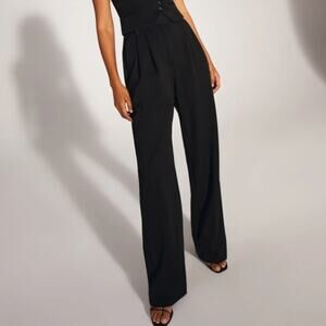 FAVORITE DAUGHTER The Favorite Pant Black High Rise Pleated Wide Leg Women's 0